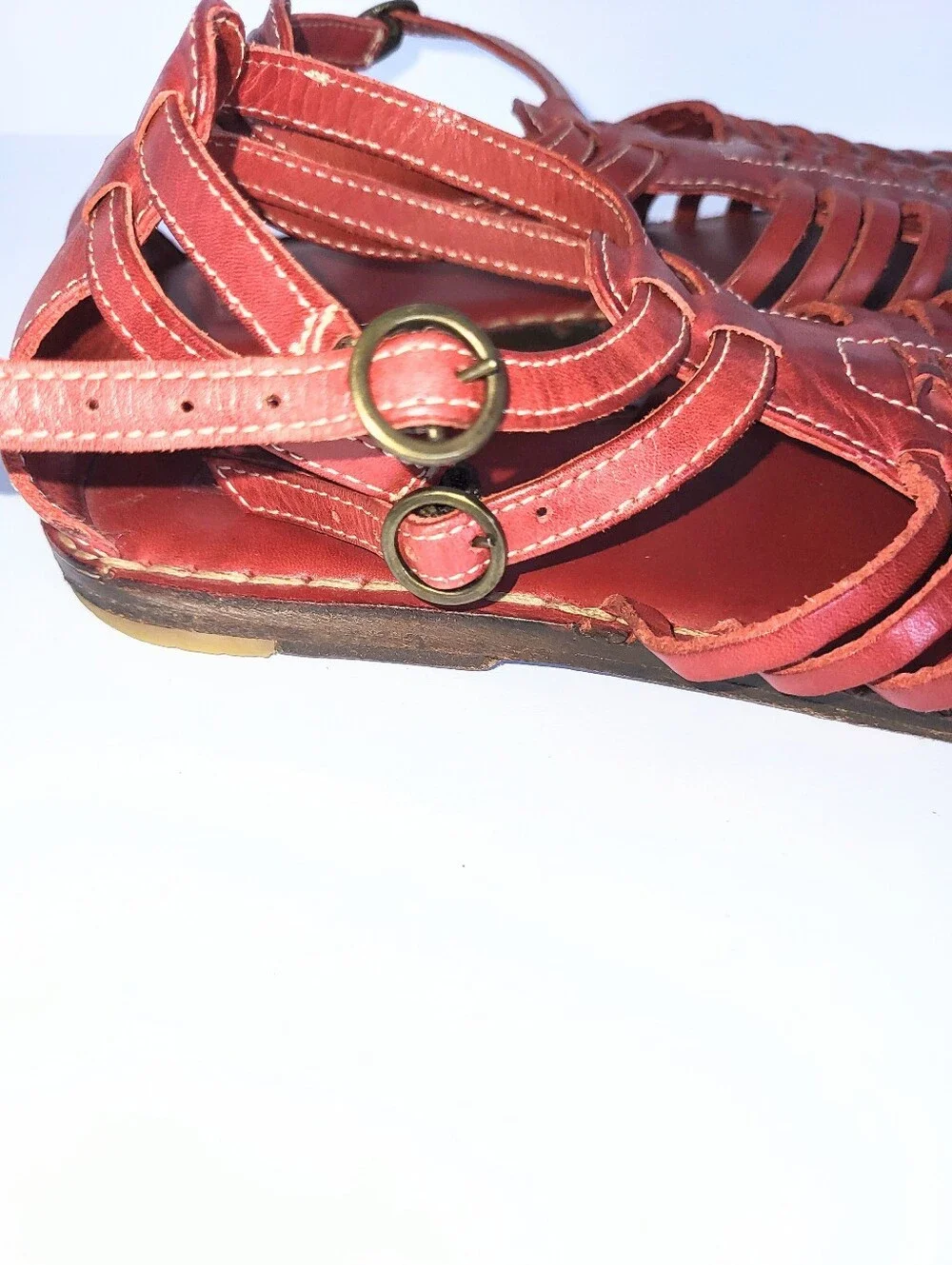 Frye Kayla Huarachi Sandals Caged Gladiator Genuine Leather Oxblood Red Size 8.5